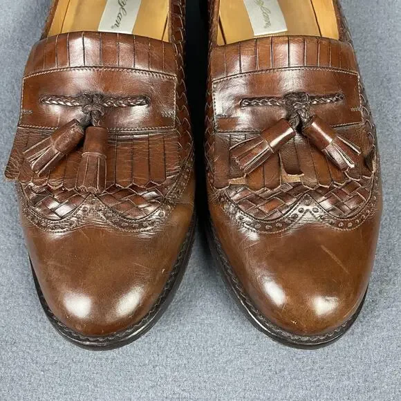 Mezlan Alicante Shoes Mens Size 11.5 W Brown Leather Tassel Loafers Dress Brogue - Picture 4 of 16